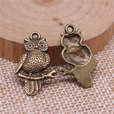WYSIWYG 10pcs 25x15mm Antique Silver Color Antique Bronze Owl Charms Pendant For Jewelry Making DIY Jewelry Findings
