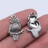 WYSIWYG 10pcs 25x15mm Antique Silver Color Antique Bronze Owl Charms Pendant For Jewelry Making DIY Jewelry Findings
