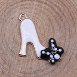 WYSIWYG 10pcs 25x15mm KC Gold Color Enamel Bow High Heels Charms For Jewelry Making DIY Jewelry Findings