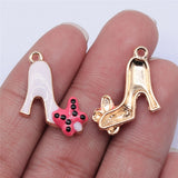 WYSIWYG 10pcs 25x15mm KC Gold Color Enamel Bow High Heels Charms For Jewelry Making DIY Jewelry Findings