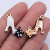 WYSIWYG 10pcs 25x15mm KC Gold Color Enamel Bow High Heels Charms For Jewelry Making DIY Jewelry Findings