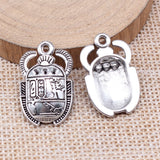 WYSIWYG 10pcs 25x16mm Antique Silver Color Ancient Egyptian Scarab Charms For Jewelry Making