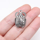 WYSIWYG 10pcs 25x16mm Antique Silver Color Ancient Egyptian Scarab Charms For Jewelry Making