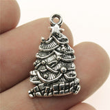 WYSIWYG 10pcs 25x16mm Christmas Tree Charms Antique Silver Color Pendant Charms Jewelry Findings For Jewelry Making