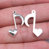 WYSIWYG 10pcs 25x16mm Heart Musical Note Charms For Jewelry Making 2 Colors Antique Silver Plated Antique Bronze Plated