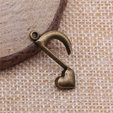 WYSIWYG 10pcs 25x16mm Heart Musical Note Charms For Jewelry Making 2 Colors Antique Silver Plated Antique Bronze Plated