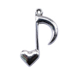 WYSIWYG 10pcs 25x16mm Heart Musical Note Charms For Jewelry Making 2 Colors Antique Silver Plated Antique Bronze Plated