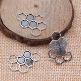 WYSIWYG 10pcs 25x17mm Honeycomb Charms For Jewelry Making Antique Silver Color Charm Pendant Jewelry Accessories