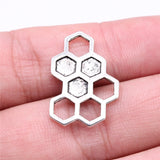 WYSIWYG 10pcs 25x17mm Honeycomb Charms For Jewelry Making Antique Silver Color Charm Pendant Jewelry Accessories