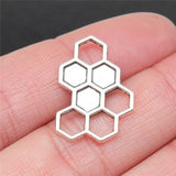 WYSIWYG 10pcs 25x17mm Honeycomb Charms For Jewelry Making Antique Silver Color Charm Pendant Jewelry Accessories