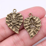 WYSIWYG 10pcs 25x17mm Leaf Elephant Charms For Jewelry Making Antique Silver Plated Antique Bronze Color Jewelry Findings