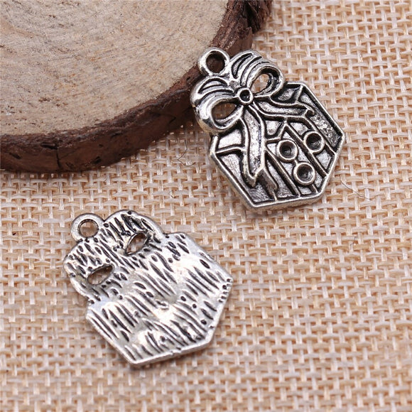 WYSIWYG 10pcs 25x18mm Gift Box Charms Antique Silver Color Charms For Jewelry Making Jewelry Findings