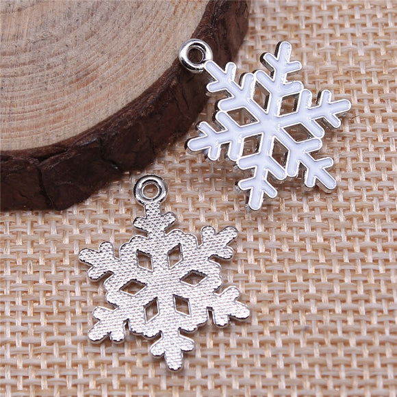 WYSIWYG 10pcs 25x19mm Rhodium Color Snowflake Charms Pendant For Jewelry Making Earring Making Accessories EF3761