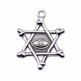 WYSIWYG 10pcs 25x20mm Antique Silver Color Star Of Daivd Eys Charms Pendant For Jewelry Making DIY Jewelry Findings