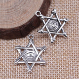 WYSIWYG 10pcs 25x20mm Antique Silver Color Star Of Daivd Eys Charms Pendant For Jewelry Making DIY Jewelry Findings