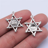 WYSIWYG 10pcs 25x20mm Antique Silver Color Star Of Daivd Eys Charms Pendant For Jewelry Making DIY Jewelry Findings