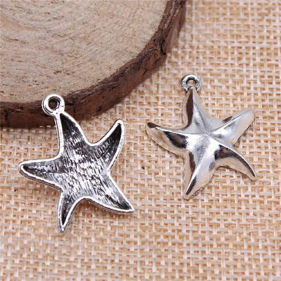 WYSIWYG 10pcs 25x20mm Star Charms Antique Silver Color Charms For Jewelry Making Jewelry Findings