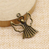 WYSIWYG 10pcs 25x21mm Angel Charms Pendants For Jewelry Making 2 Colors Antique Silver Plated Antique Bronze Plated