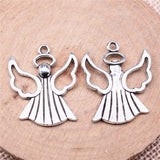 WYSIWYG 10pcs 25x21mm Angel Charms Pendants For Jewelry Making 2 Colors Antique Silver Plated Antique Bronze Plated