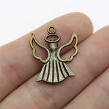 WYSIWYG 10pcs 25x21mm Angel Charms Pendants For Jewelry Making 2 Colors Antique Silver Plated Antique Bronze Plated
