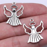 WYSIWYG 10pcs 25x21mm Angel Charms Pendants For Jewelry Making 2 Colors Antique Silver Plated Antique Bronze Plated
