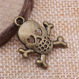 WYSIWYG 10pcs 25x21mm Skull Charms For Jewelry Making Antique Bronze Color Charms Pendants Jewelry Accessories