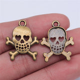 WYSIWYG 10pcs 25x21mm Skull Charms For Jewelry Making Antique Bronze Color Charms Pendants Jewelry Accessories