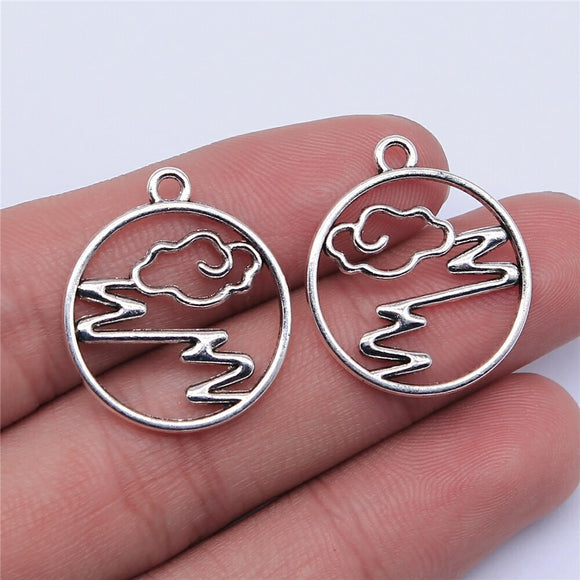 WYSIWYG 10pcs 25x22mm Antique Silver Color Round Clouds Charms Pendant For Jewelry Making DIY Jewelry Findings