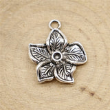 WYSIWYG 10pcs 25x22mm Flower Charms For Jewelry Making Antique Silver Color Charm Pendant Jewelry Accessories