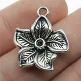 WYSIWYG 10pcs 25x22mm Flower Charms For Jewelry Making Antique Silver Color Charm Pendant Jewelry Accessories
