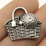 WYSIWYG 10pcs 25x22mm Handbag Charms Antique Silver Color Charms For Jewelry Making Jewelry Findings