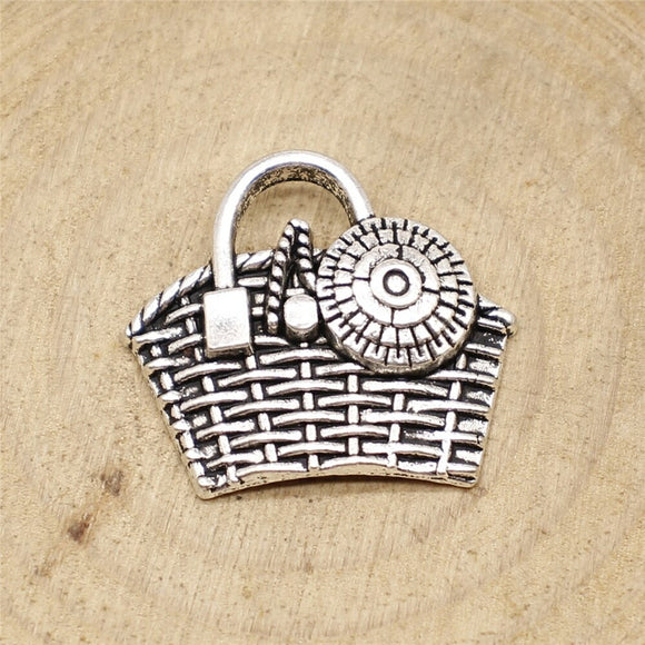 WYSIWYG 10pcs 25x22mm Handbag Charms Antique Silver Color Charms For Jewelry Making Jewelry Findings