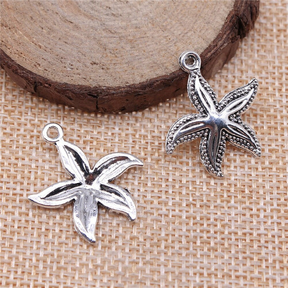 WYSIWYG 10pcs 25x23mm Starfish Charms For Jewelry Making DIY Jewelry Findings Antique Silver Color Antique Bronze Color