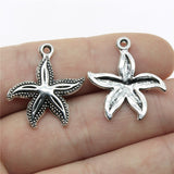 WYSIWYG 10pcs 25x23mm Starfish Charms For Jewelry Making DIY Jewelry Findings Antique Silver Color Antique Bronze Color