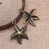 WYSIWYG 10pcs 25x23mm Starfish Charms For Jewelry Making DIY Jewelry Findings Antique Silver Color Antique Bronze Color