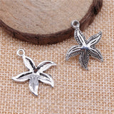 WYSIWYG 10pcs 25x23mm Starfish Charms For Jewelry Making DIY Jewelry Findings Antique Silver Color Antique Bronze Color