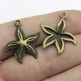 WYSIWYG 10pcs 25x23mm Starfish Charms For Jewelry Making DIY Jewelry Findings Antique Silver Color Antique Bronze Color