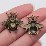 WYSIWYG 10pcs 25x25mm Antique Gold Color Antique Bronze Color Antique Silver Color Bee Charms For Jewelry Making