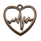 WYSIWYG 10pcs 25x25mm Heart ECG Charms Pendant Antique Silver Color For Jewelry Making Zinc Alloy Jewelry Findings