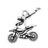 WYSIWYG 10pcs 25x25mm Motorcycle Athletics Charms For Jewelry Making Antique Silver Color Charm Pendant Jewelry Accessories