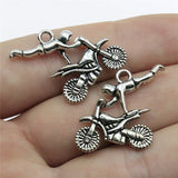 WYSIWYG 10pcs 25x25mm Motorcycle Athletics Charms For Jewelry Making Antique Silver Color Charm Pendant Jewelry Accessories