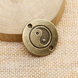 WYSIWYG 10pcs 25x25mm Tai Chi Connector Charms For Jewelry Making Antique Silver Color Antique Bronze Color DIY Jewelry Making