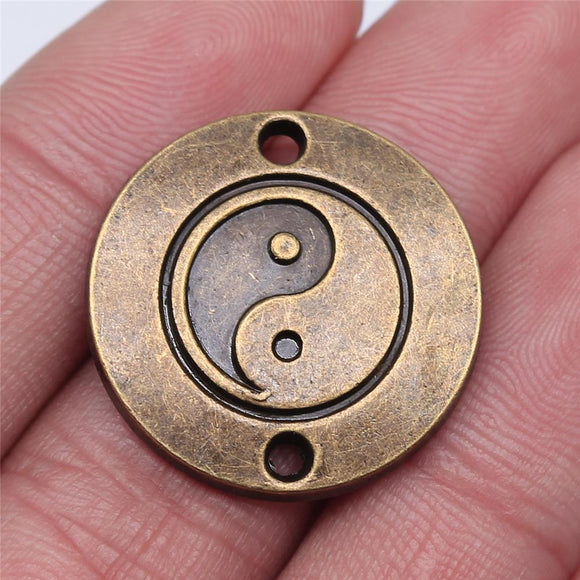 WYSIWYG 10pcs 25x25mm Tai Chi Connector Charms For Jewelry Making Antique Silver Color Antique Bronze Color DIY Jewelry Making