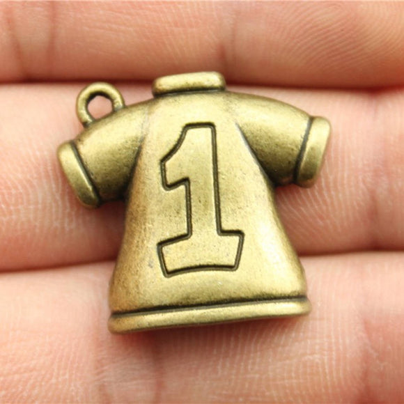 WYSIWYG 10pcs 25x26mm Jersey Charms For Jewelry Making DIY Jewelry Findings Antique Silver Color Antique Bronze Color