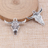 WYSIWYG 10pcs 25x29mm Antique Silver Color Bull Head Charms For Jewelry Making