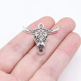 WYSIWYG 10pcs 25x29mm Antique Silver Color Bull Head Charms For Jewelry Making