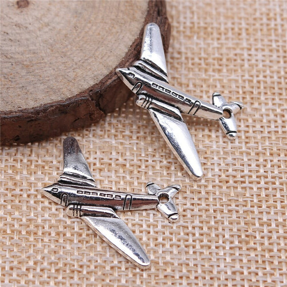 WYSIWYG 10pcs 25x31mm Airplane Charm Pendants For Jewelry Making Antique Silver Color Aircraft Pendants Charm Aircraft