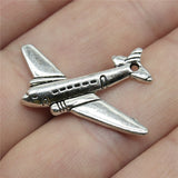 WYSIWYG 10pcs 25x31mm Airplane Charm Pendants For Jewelry Making Antique Silver Color Aircraft Pendants Charm Aircraft