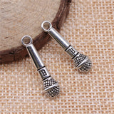 WYSIWYG 10pcs 25x7mm Microphone Charms Pendant Music Lovers Jewelry Supplies Handmade For DIY Making Earrings Bracelet