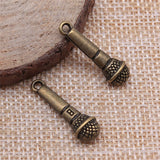 WYSIWYG 10pcs 25x7mm Microphone Charms Pendant Music Lovers Jewelry Supplies Handmade For DIY Making Earrings Bracelet